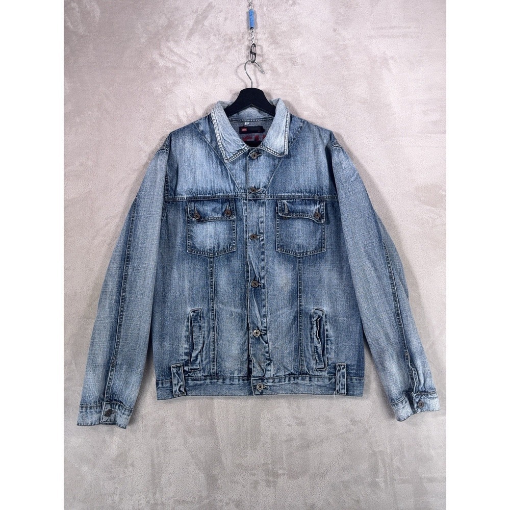 Diesel Lightweight Denim Jacket Mens 38 Blue Button Front Faded Wash Y2K